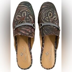 Patricia Nash multicolor tobacco fields Tilly mules sz 6.5